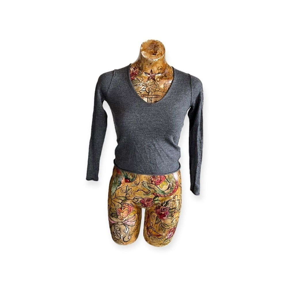 Zadig & Voltaire crop top gray long sleeve merino wool XS